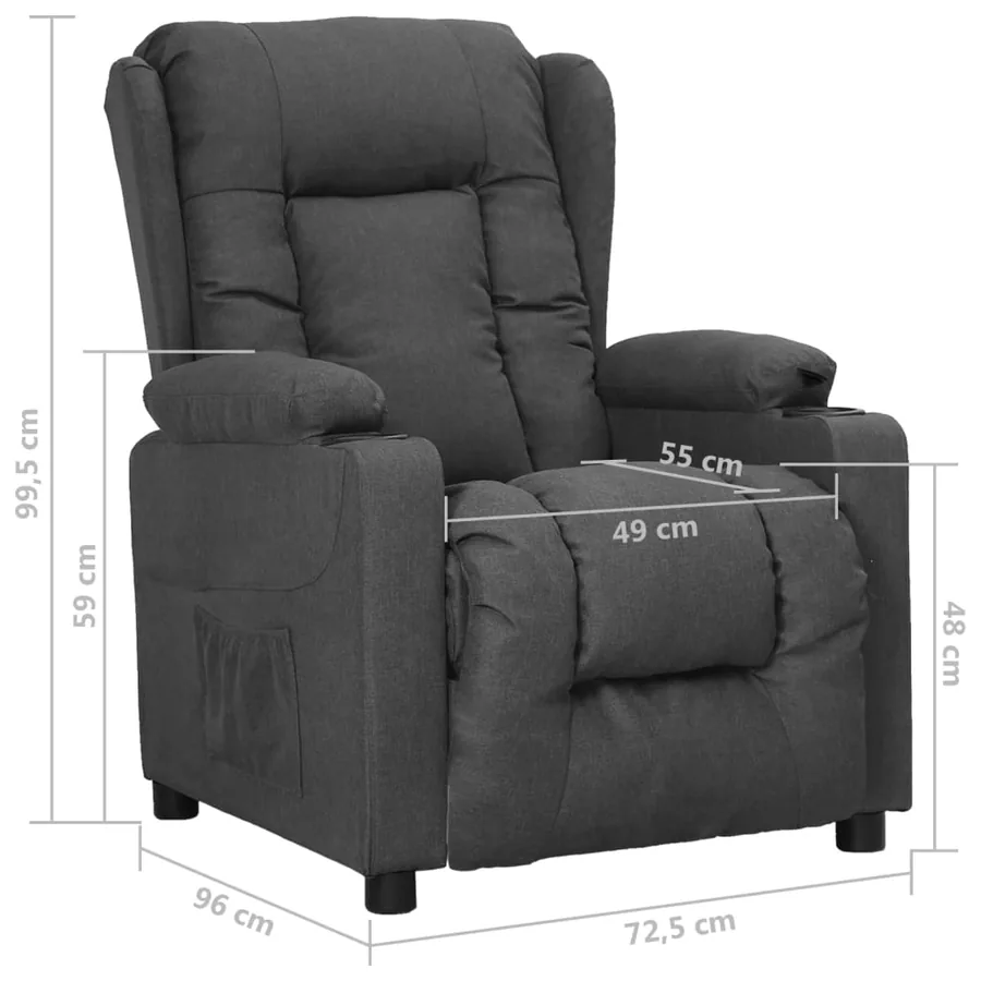 Fauteuil inclinable Gris foncé Tissu - 8