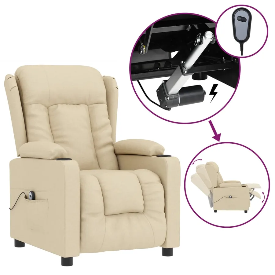 Fauteuil inclinable électrique Crème Tissu - 2