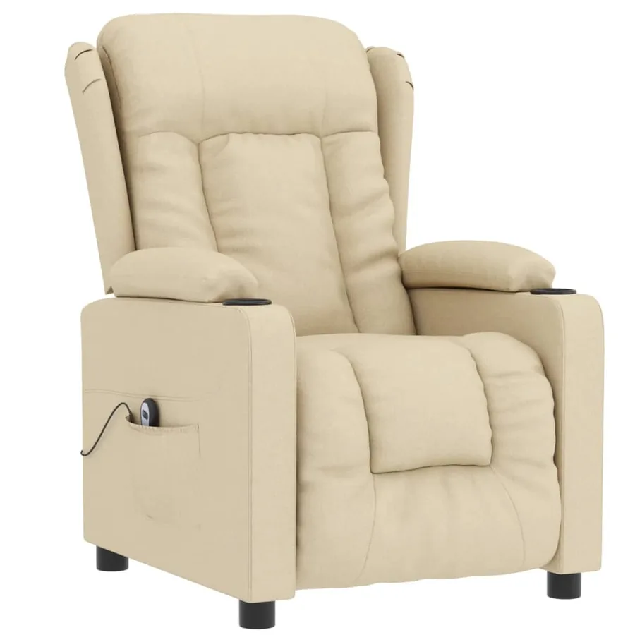 Fauteuil inclinable électrique Crème Tissu - 3