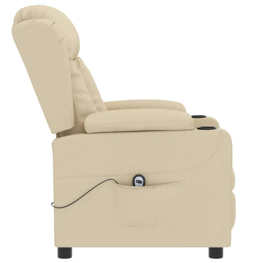 Fauteuil inclinable électrique Crème Tissu - 5