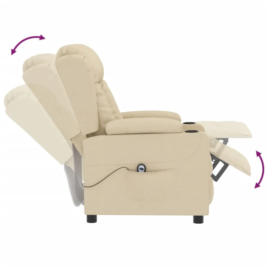 Fauteuil inclinable électrique Crème Tissu - 7