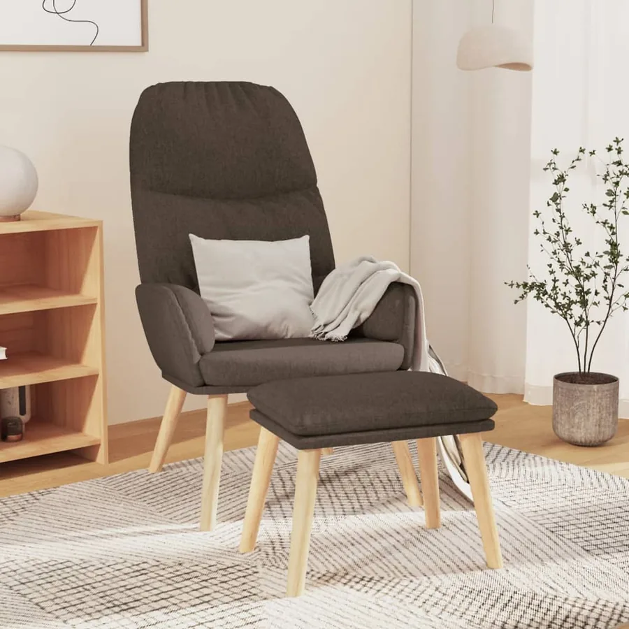 Chaise de relaxation avec tabouret Taupe Tissu