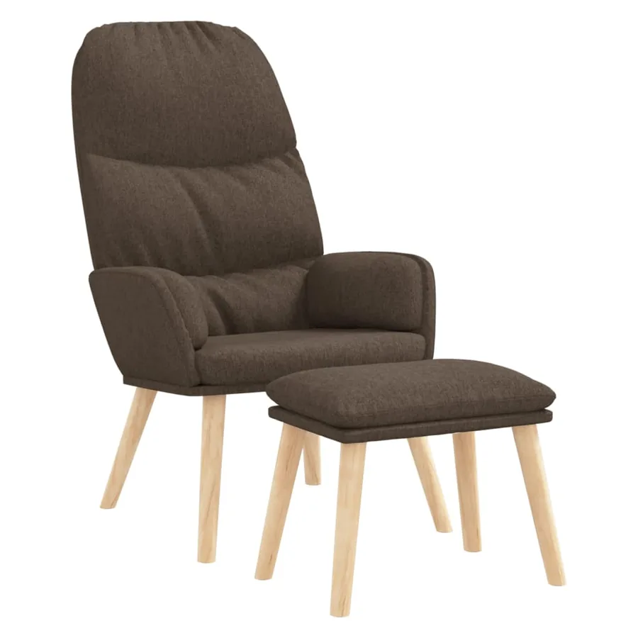 Chaise de relaxation avec tabouret Taupe Tissu - 2