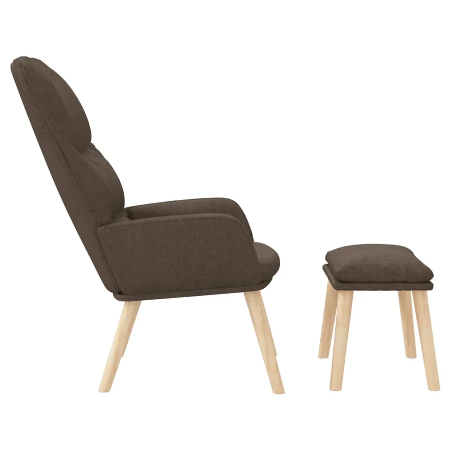 Chaise de relaxation avec tabouret Taupe Tissu - 4