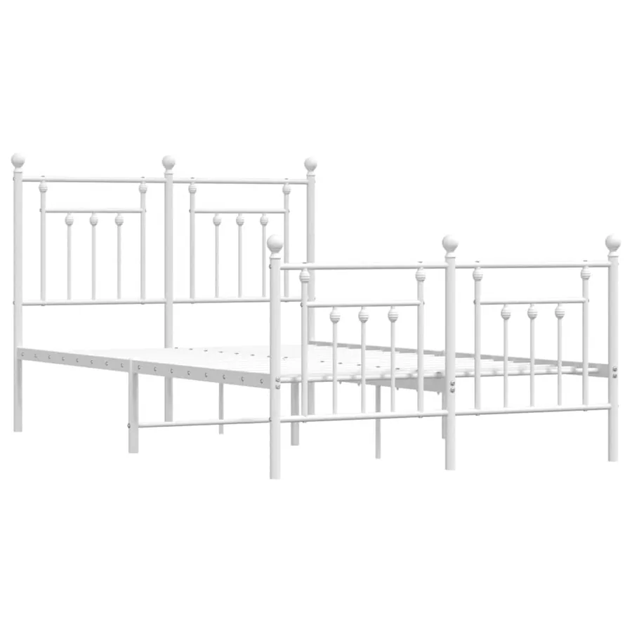 Cadre de lit métal sans matelas et pied de lit blanc 120x190 cm - 3