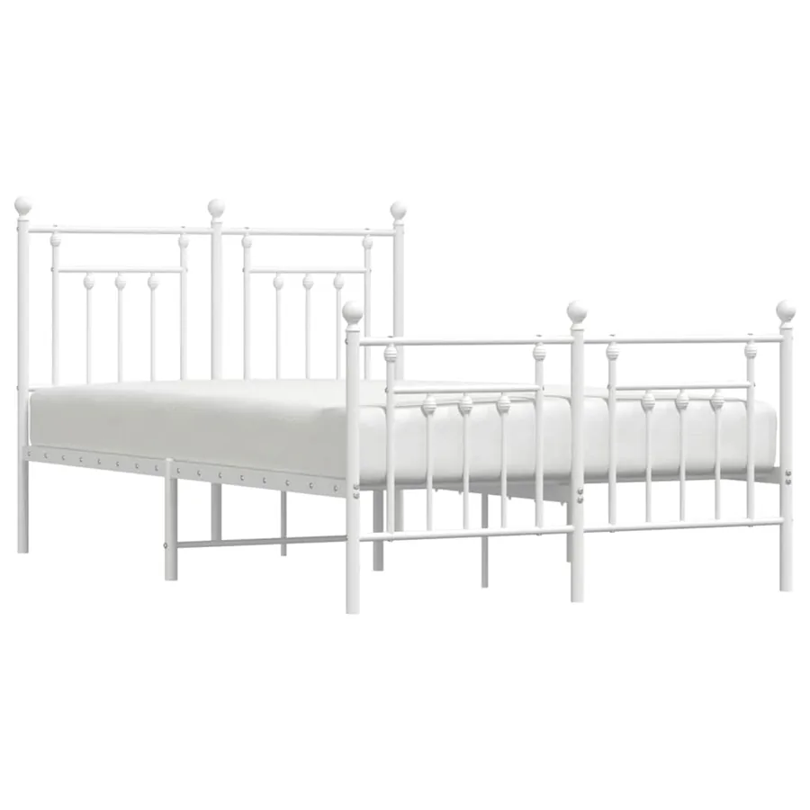 Cadre de lit métal sans matelas et pied de lit blanc 120x190 cm - 5