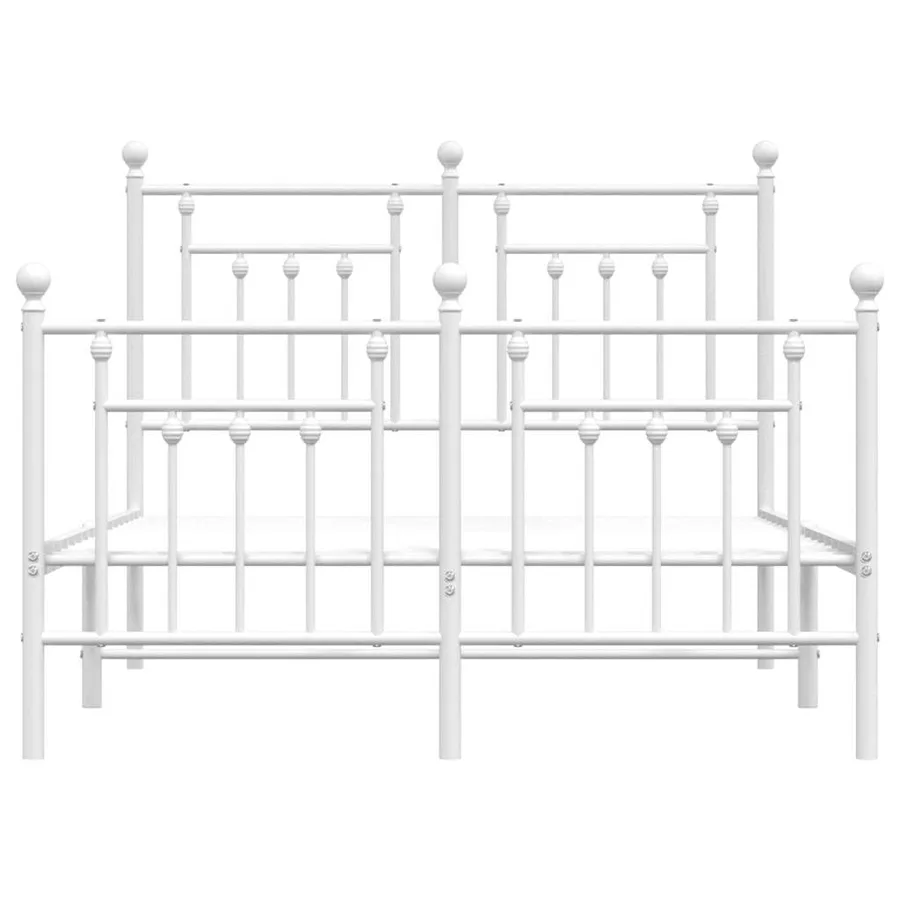Cadre de lit métal sans matelas et pied de lit blanc 120x190 cm - 6