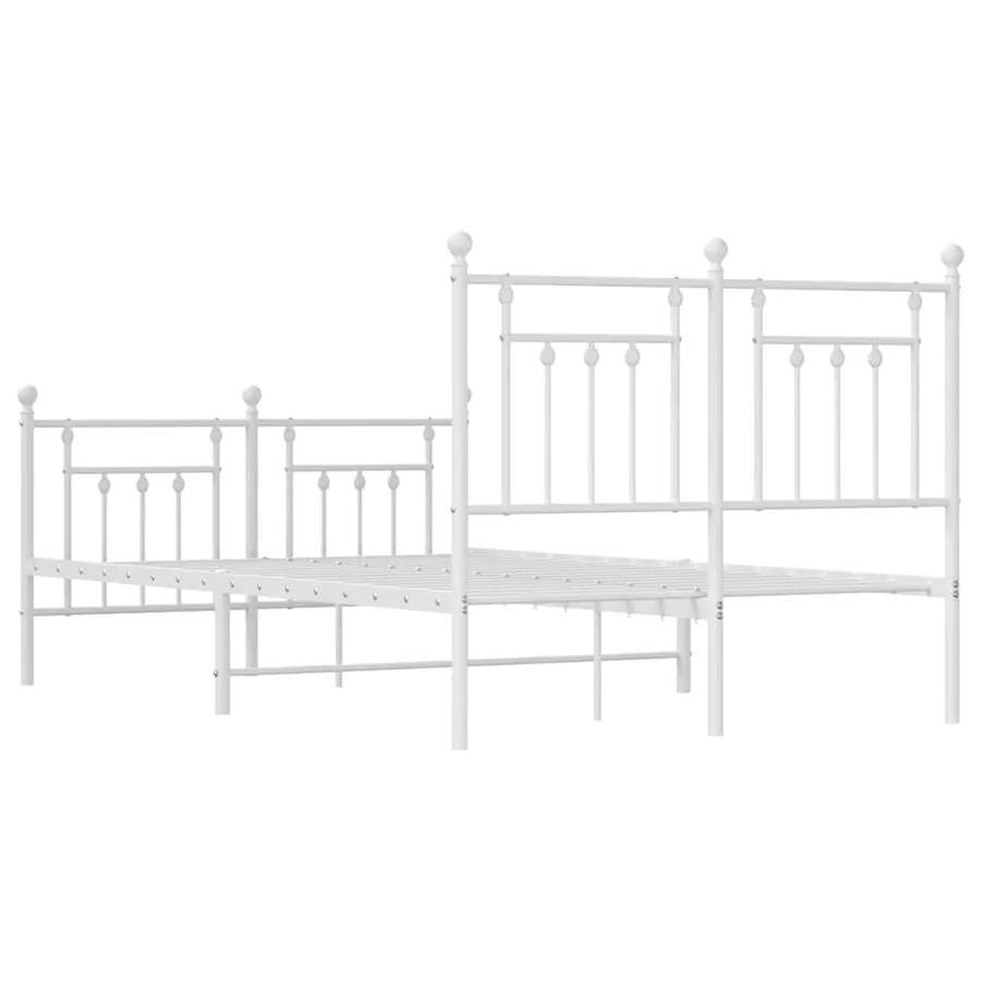 Cadre de lit métal sans matelas et pied de lit blanc 120x190 cm - 8