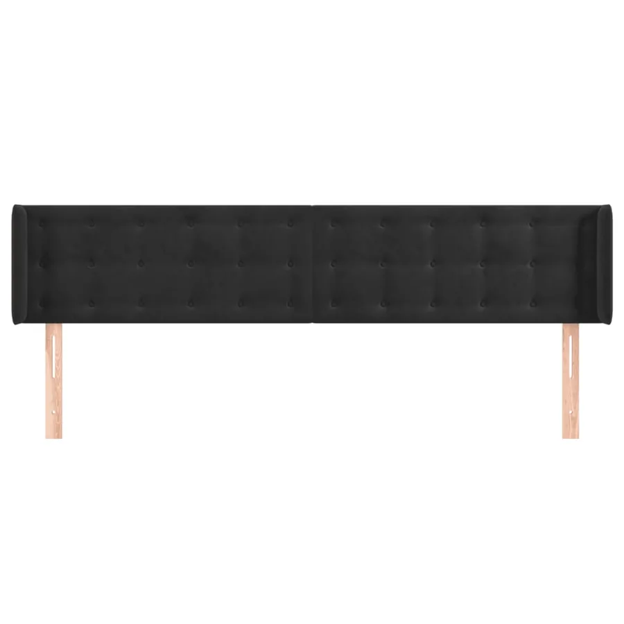 Tête de lit avec oreilles Noir 163x16x78/88 cm Velours - 3