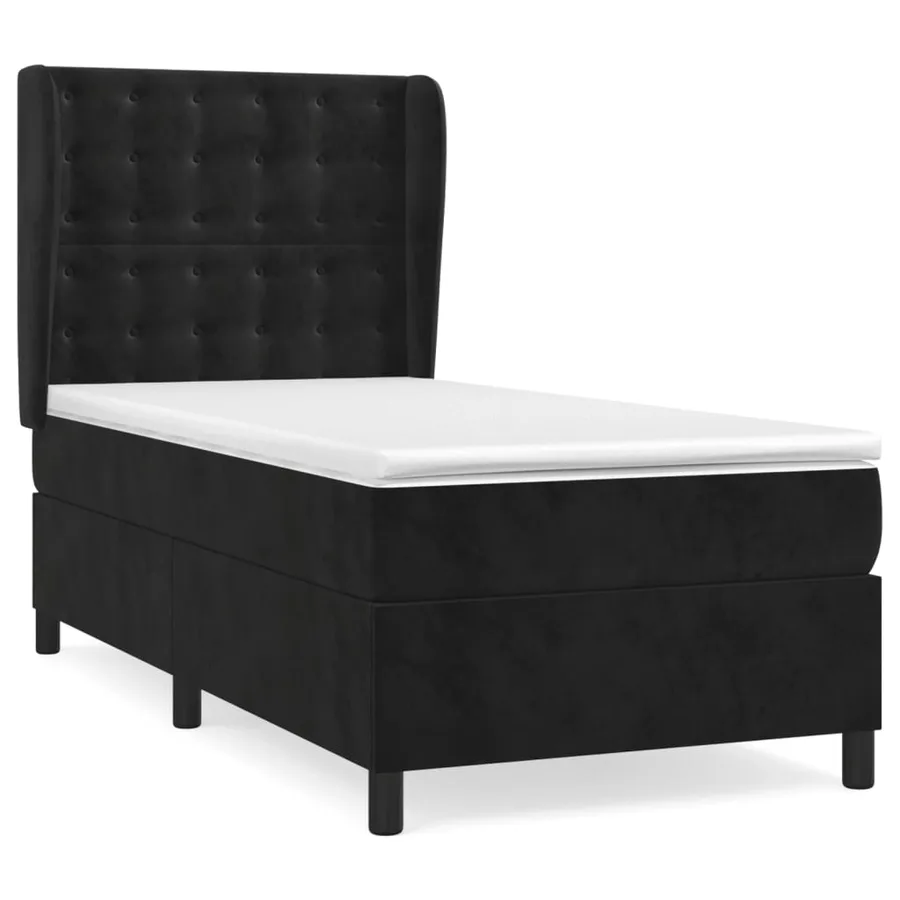 Sommier à lattes de lit et matelas Noir 80x200 cm Velours - 2