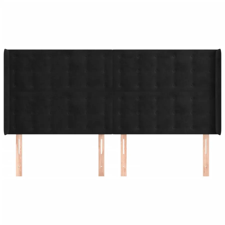 Tête de lit avec oreilles Noir 163x16x118/128 cm Velours - 3