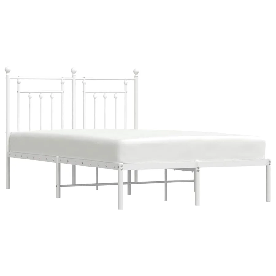 Cadre de lit métal sans matelas et tête de lit blanc 135x190 cm - 5