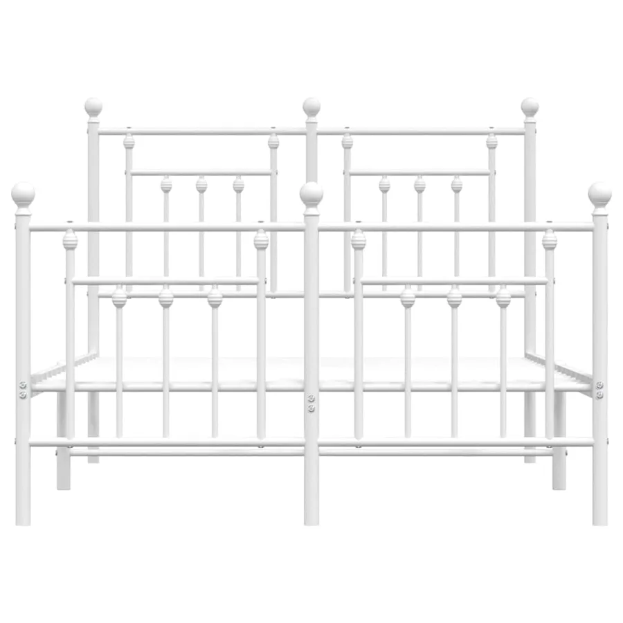 Cadre de lit métal sans matelas et pied de lit blanc 135x190 cm - 6