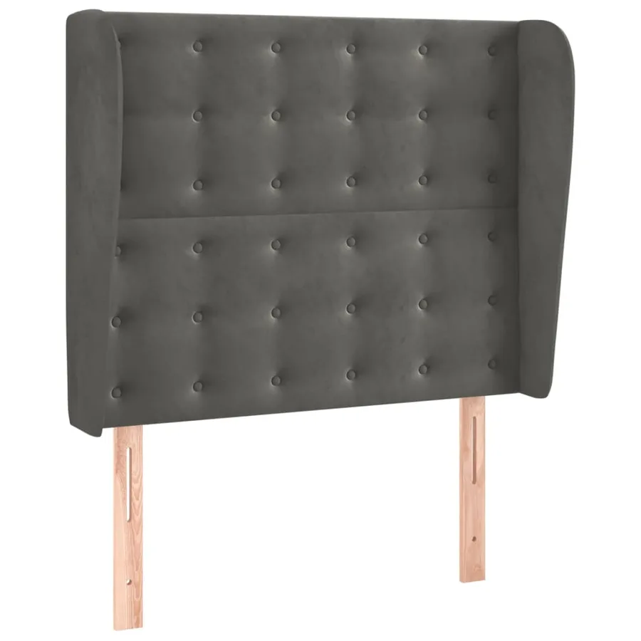 Tête de lit avec oreilles Gris foncé 83x23x118/128 cm Velours - 2