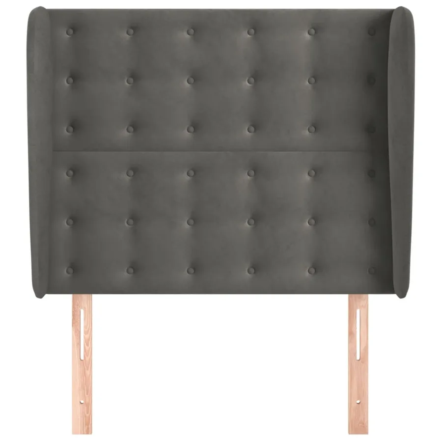 Tête de lit avec oreilles Gris foncé 83x23x118/128 cm Velours - 3
