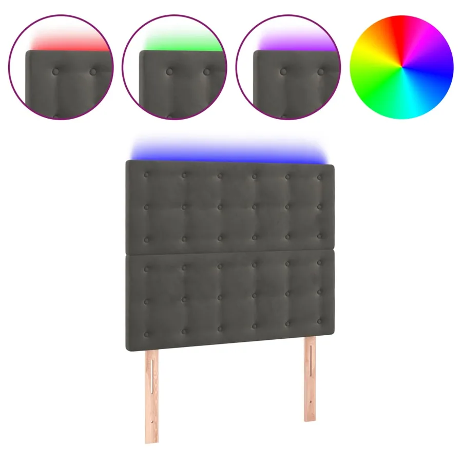 Tête de lit à LED Gris foncé 80x5x118/128 cm Velours - 2
