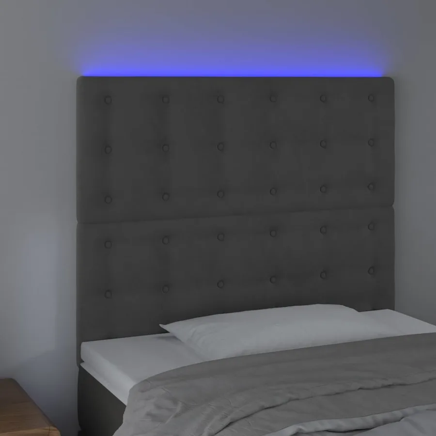 Tête de lit à LED Gris foncé 80x5x118/128 cm Velours - 3