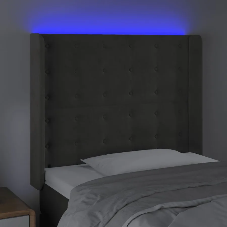 Tête de lit à LED Gris foncé 83x16x118/128 cm Velours - 4