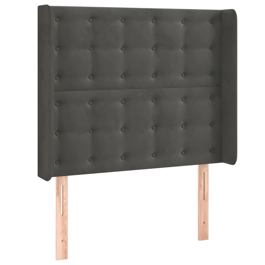 Tête de lit avec oreilles Gris foncé 83x16x118/128 cm Velours - 2