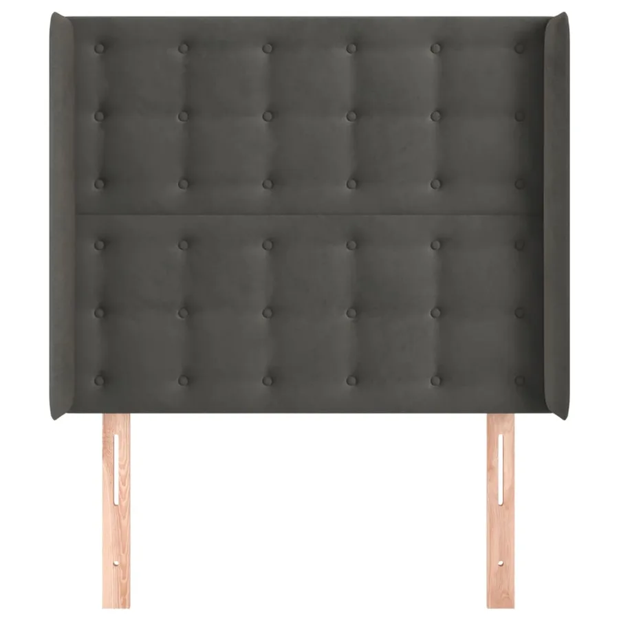 Tête de lit avec oreilles Gris foncé 83x16x118/128 cm Velours - 3
