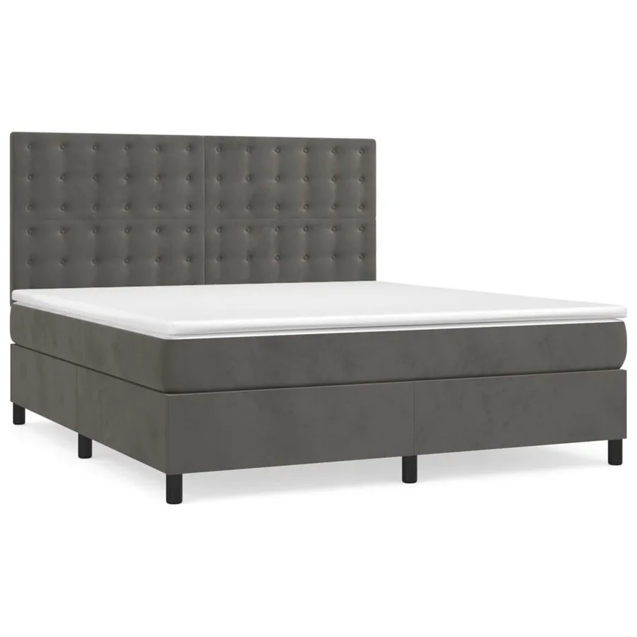 Sommier à lattes de lit et matelas Gris foncé 160x200cm Velours - 2