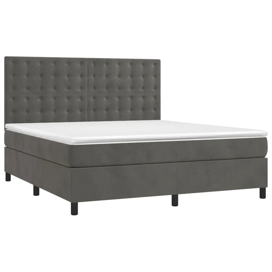 Sommier à lattes de lit et matelas Gris foncé 160x200cm Velours - 3