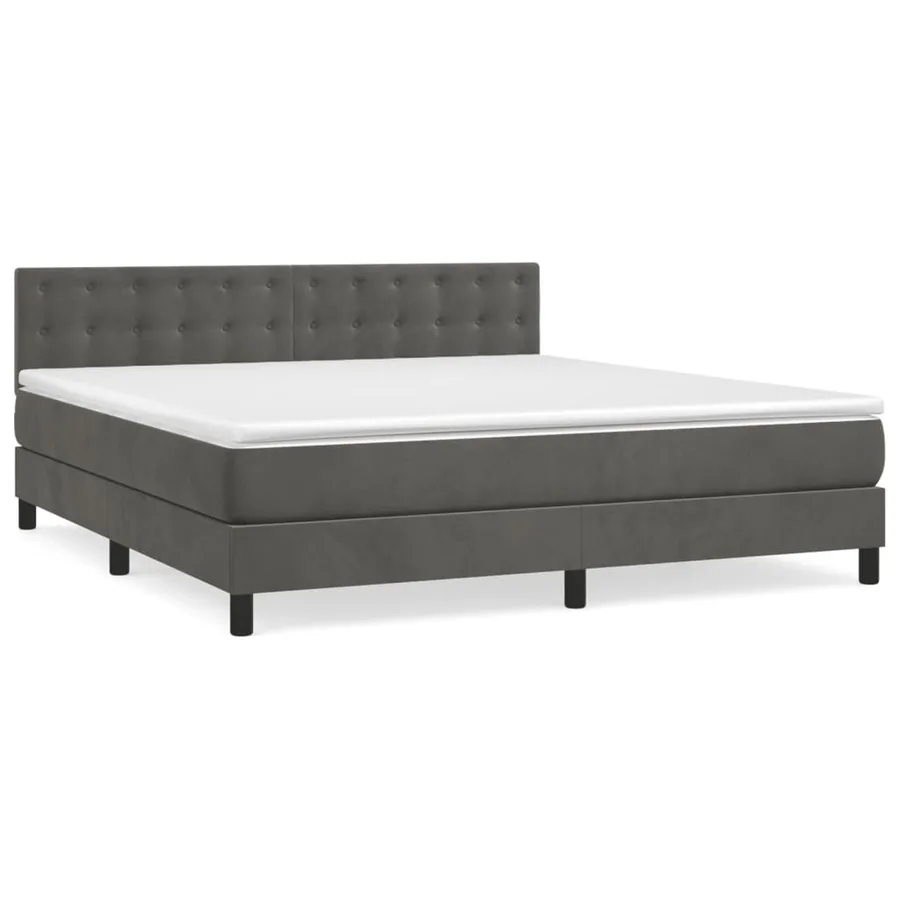 Sommier à lattes de lit et matelas Gris foncé 160x200cm Velours - 2