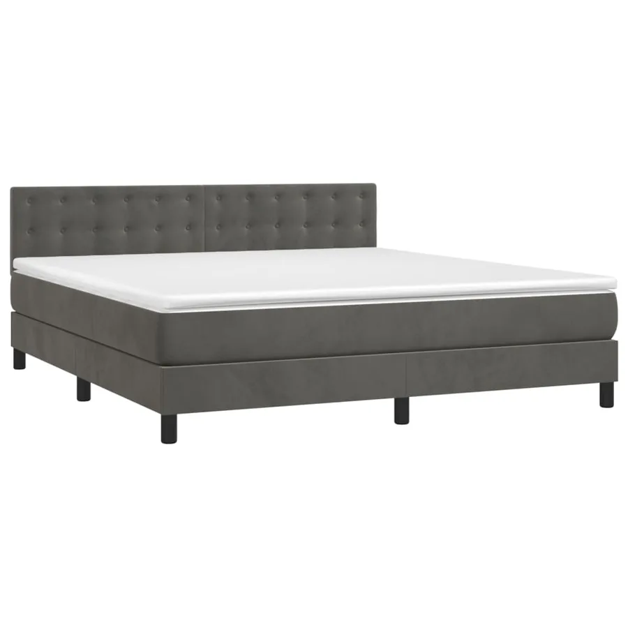Sommier à lattes de lit et matelas Gris foncé 160x200cm Velours - 3