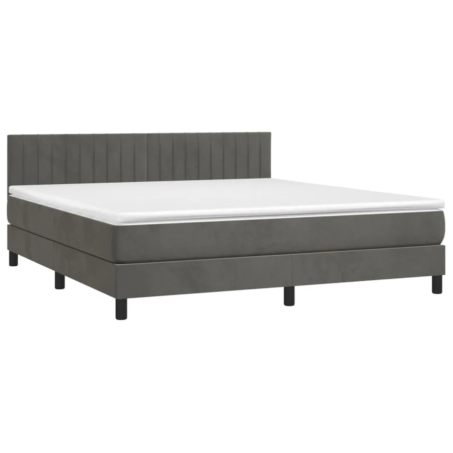 Sommier à lattes de lit avec matelas LED Gris foncé 160x200 cm - 3