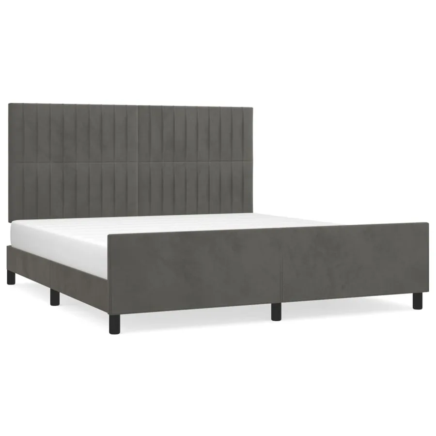 Cadre de lit sans matelas gris foncé 160x200 cm velours - 2
