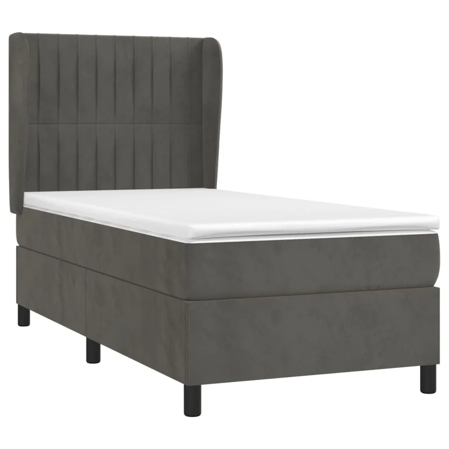 Sommier à lattes de lit et matelas Gris foncé 80x200 cm Velours - 3
