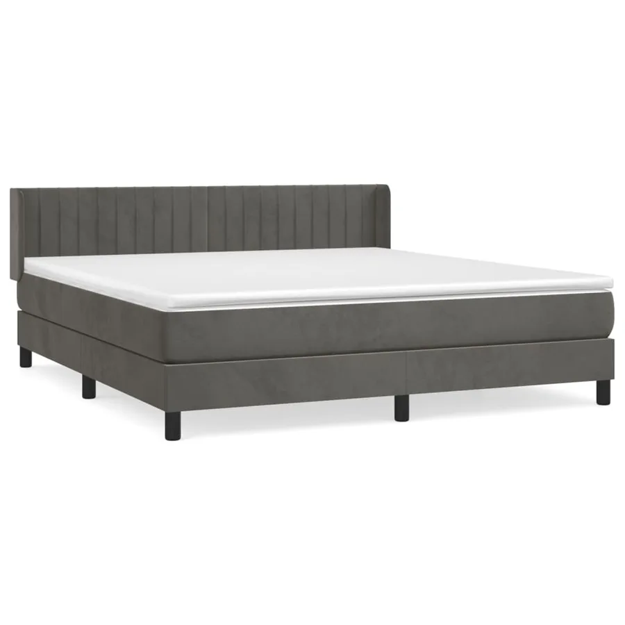 Sommier à lattes de lit et matelas Gris foncé 160x200cm Velours - 2