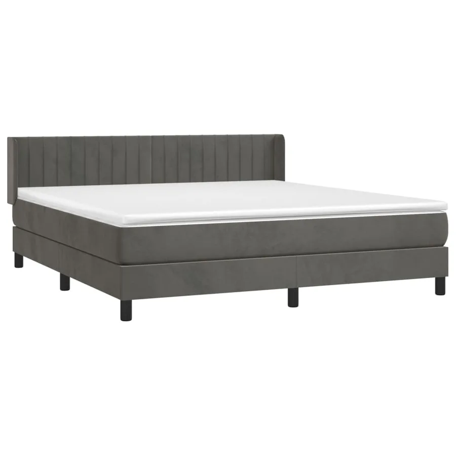 Sommier à lattes de lit et matelas Gris foncé 160x200cm Velours - 3