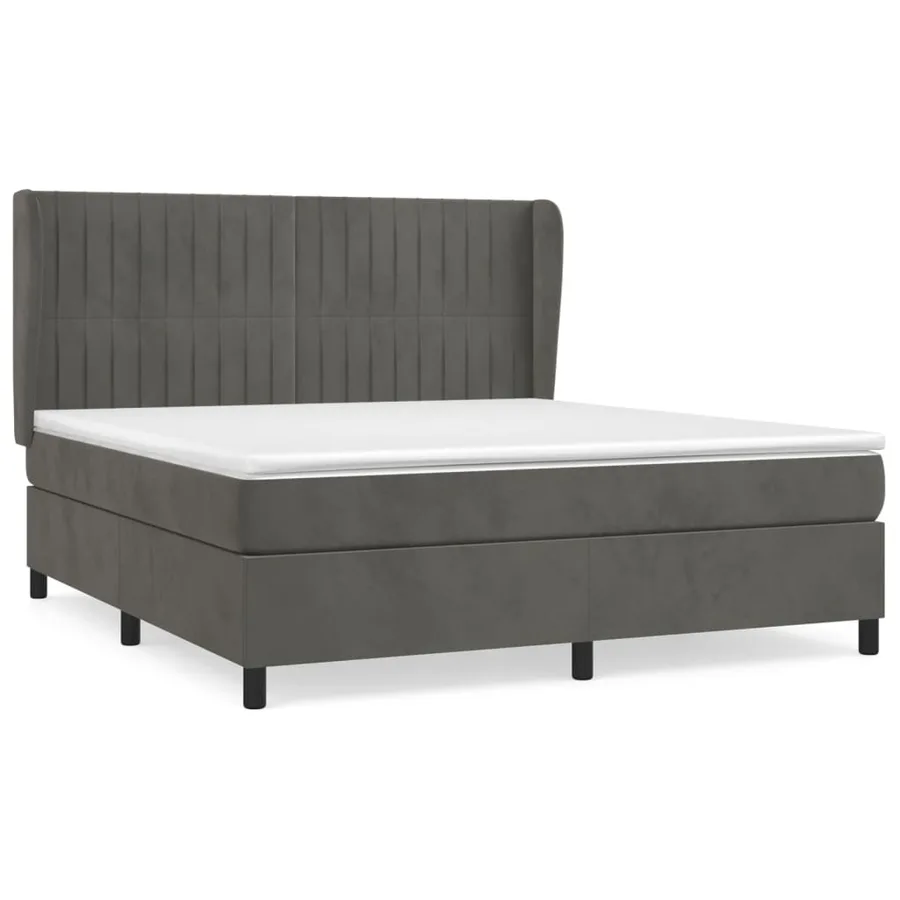 Sommier à lattes de lit et matelas Gris foncé 160x200cm Velours - 2