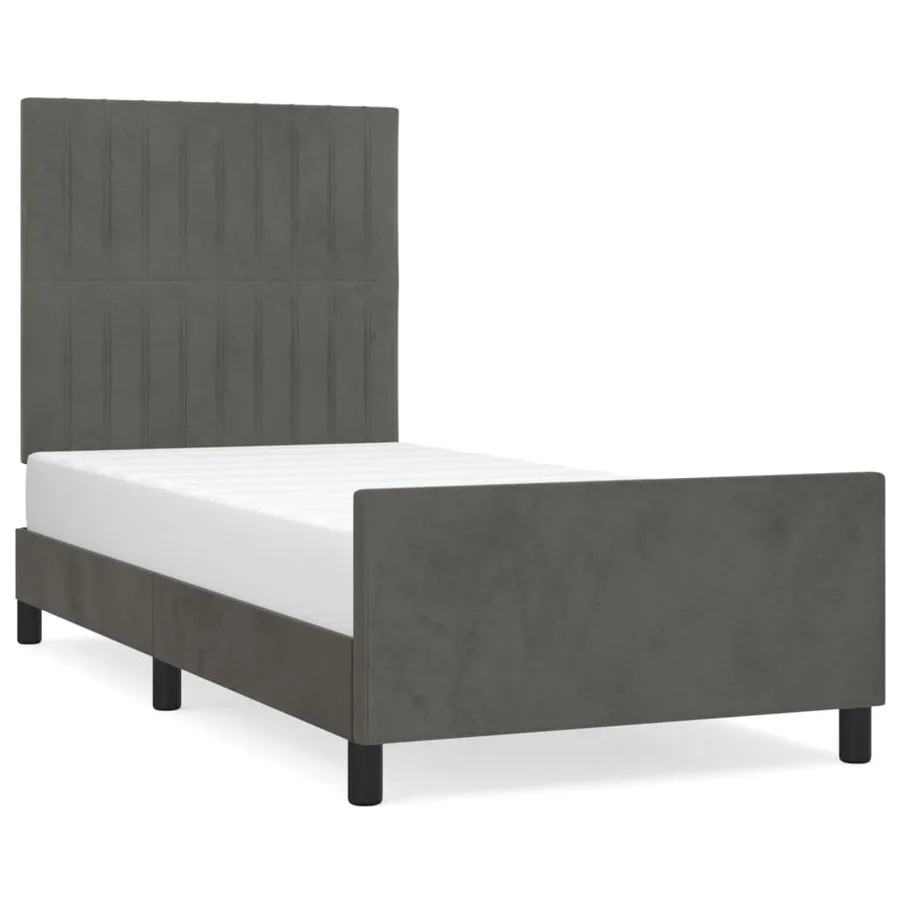 Cadre de lit sans matelas gris foncé 80x200 cm velours - 2