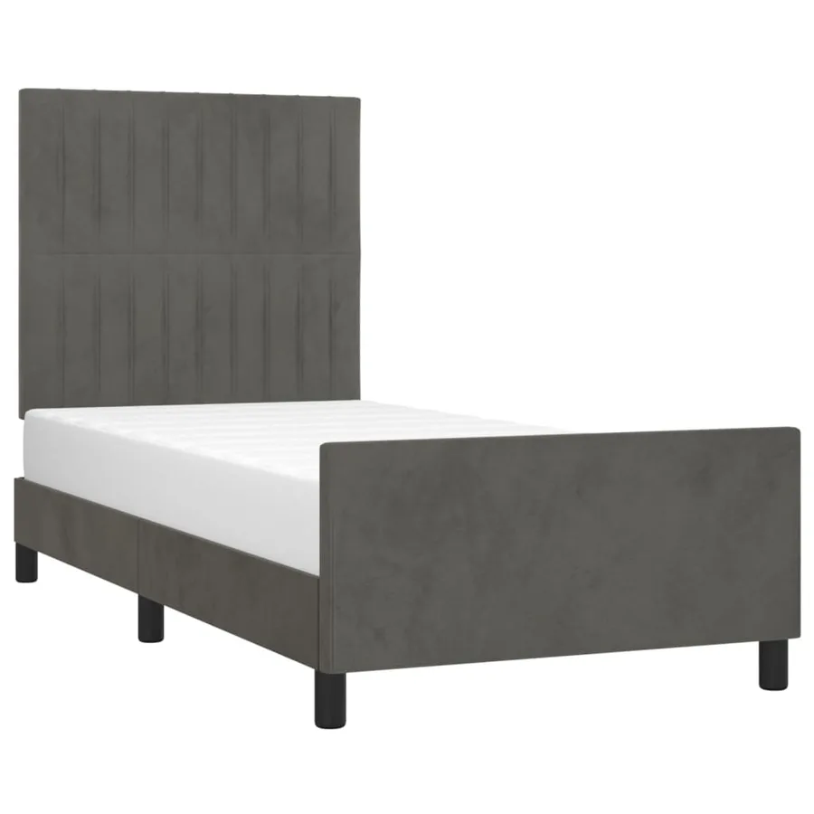 Cadre de lit sans matelas gris foncé 80x200 cm velours - 3