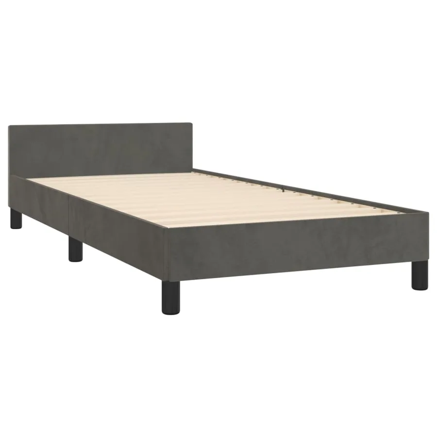 Cadre de lit sans matelas gris foncé 80x200 cm velours - 5