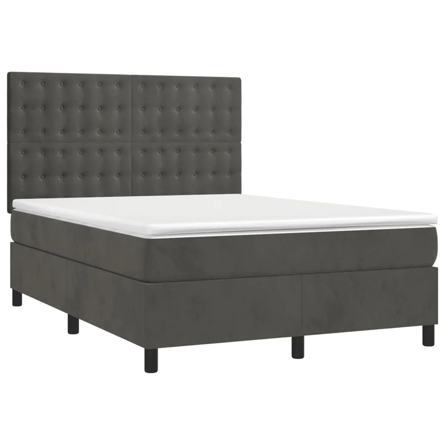 Sommier à lattes de lit matelas et LED Gris foncé 140x190 cm - 3