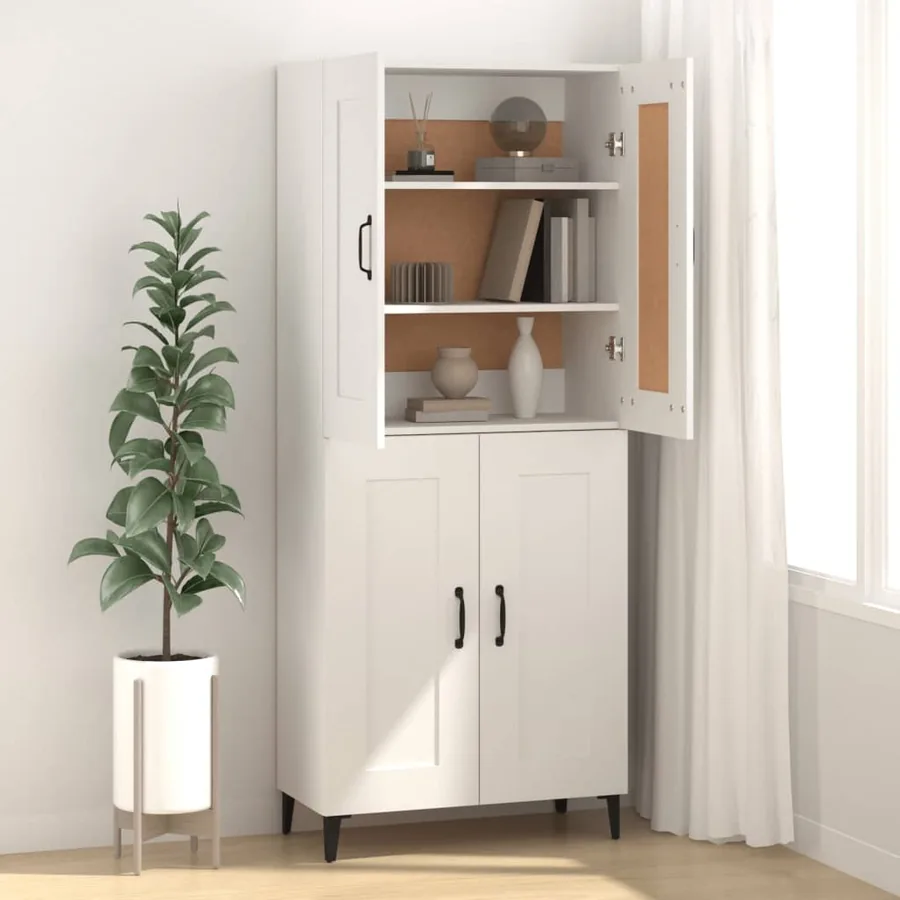 Buffet Blanc 69,5x34x90 cm Bois d'ingénierie - 3