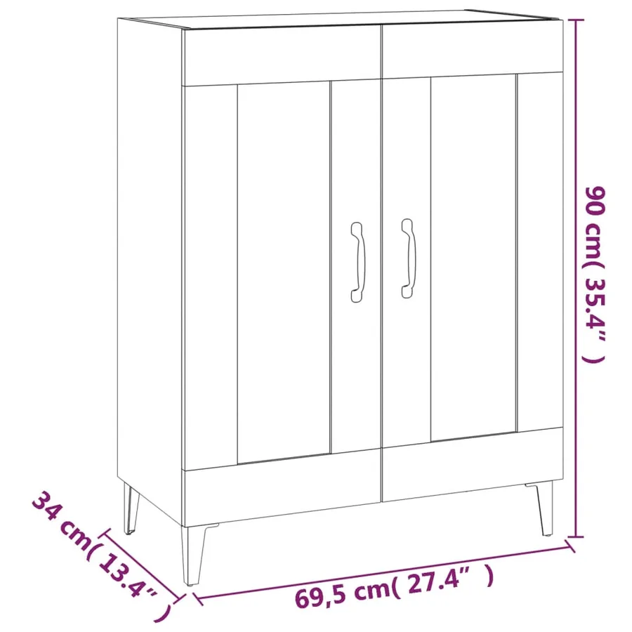 Buffet Blanc 69,5x34x90 cm Bois d'ingénierie - 9