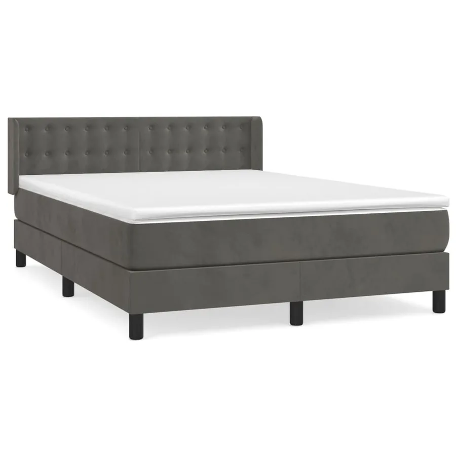 Sommier à lattes de lit et matelas Gris foncé 140x200cm Velours - 2