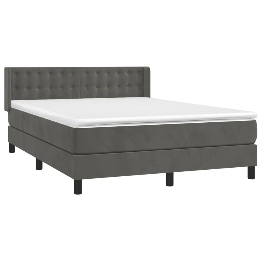 Sommier à lattes de lit et matelas Gris foncé 140x200cm Velours - 3