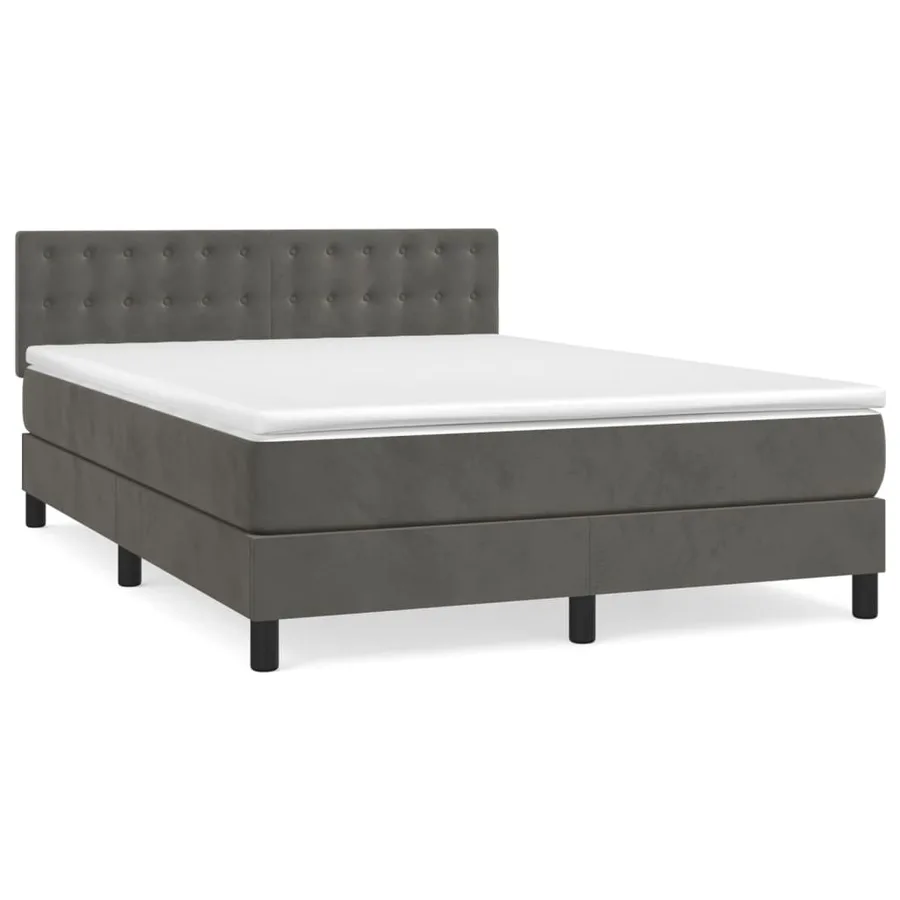Sommier à lattes de lit et matelas Gris foncé 140x200cm Velours - 2