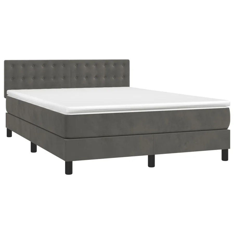 Sommier à lattes de lit et matelas Gris foncé 140x200cm Velours - 3