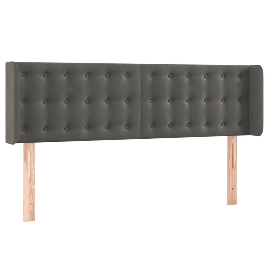 Tête de lit avec oreilles Gris foncé 147x16x78/88 cm Velours - 2