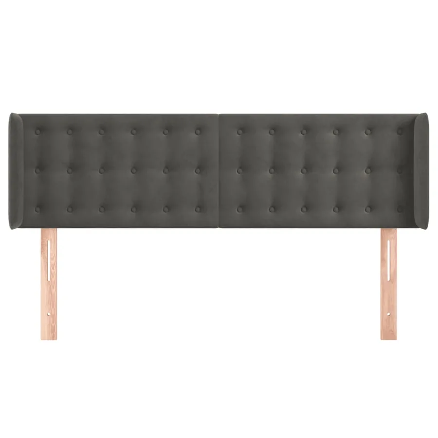 Tête de lit avec oreilles Gris foncé 147x16x78/88 cm Velours - 3