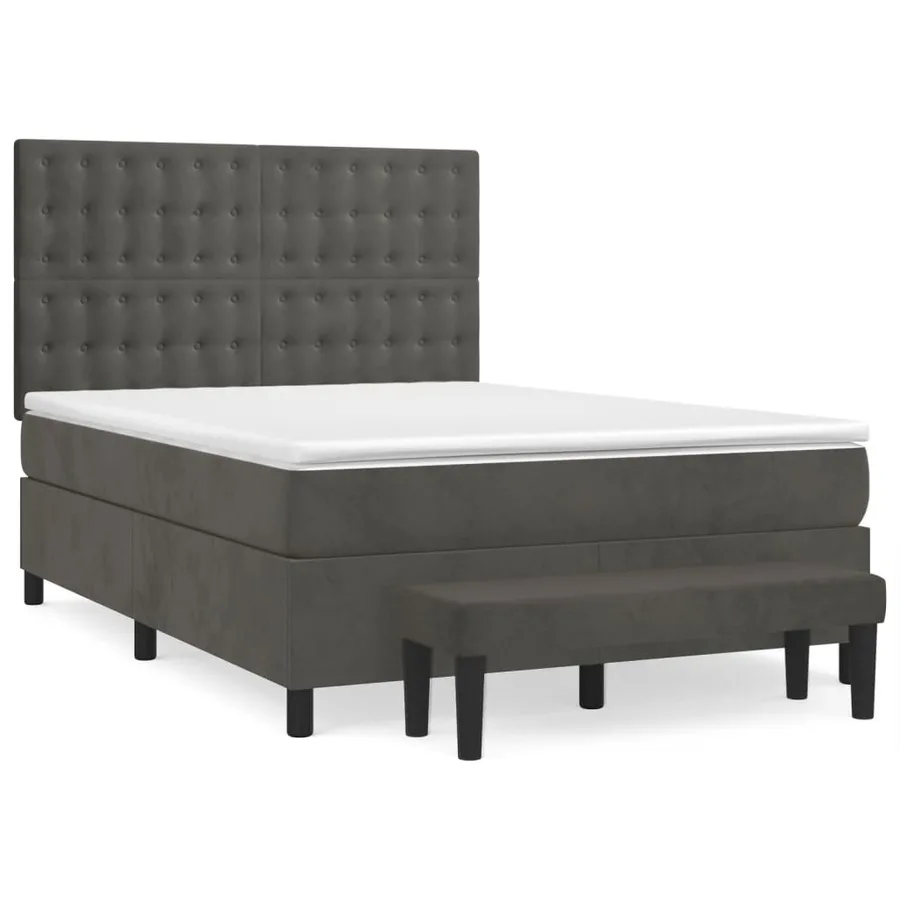 Sommier à lattes de lit et matelas Gris foncé 140x190cm Velours - 2