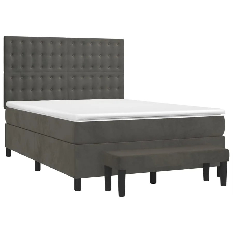 Sommier à lattes de lit et matelas Gris foncé 140x190cm Velours - 3