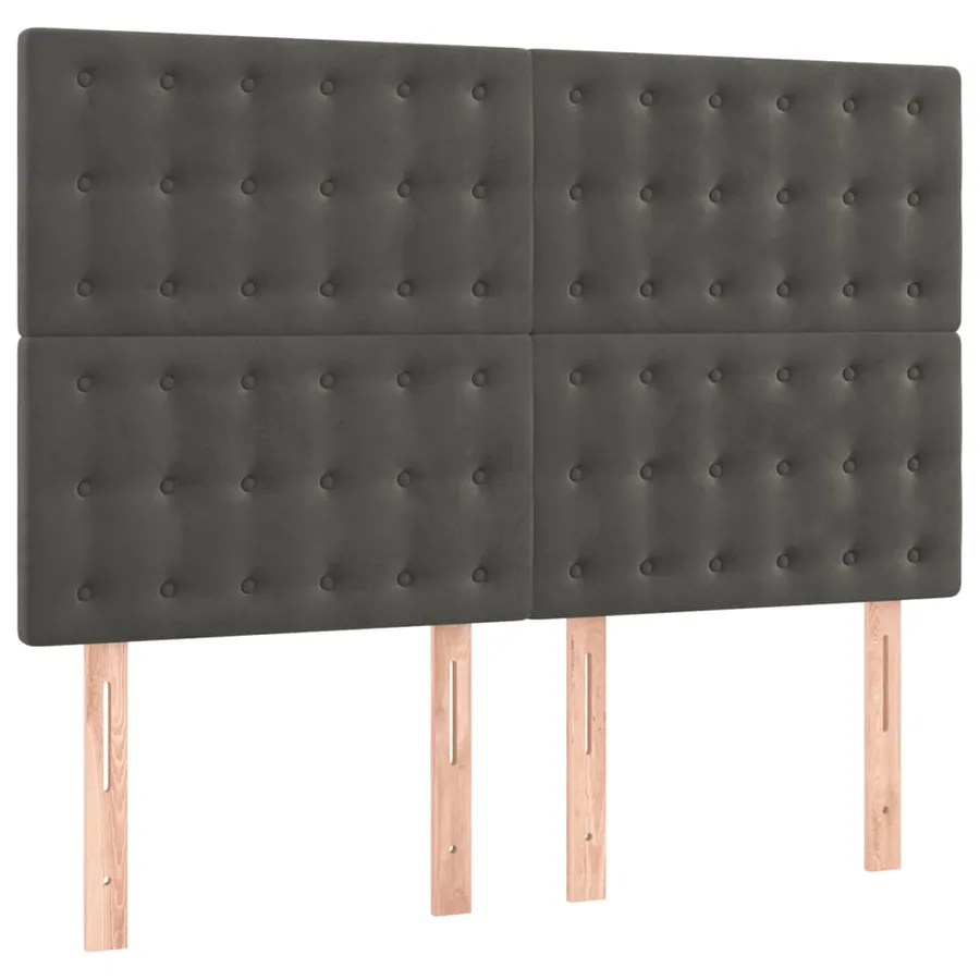 Sommier à lattes de lit et matelas Gris foncé 140x190cm Velours - 5