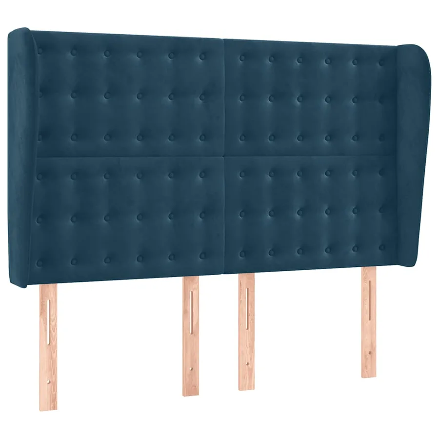 Tête de lit avec oreilles Bleu foncé 147x23x118/128 cm Velours - 2